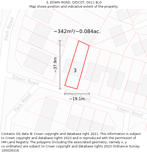 3, EDWIN ROAD, DIDCOT, OX11 8LG: Plot and title map