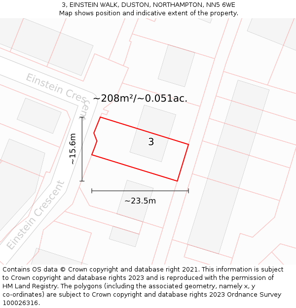3, EINSTEIN WALK, DUSTON, NORTHAMPTON, NN5 6WE: Plot and title map