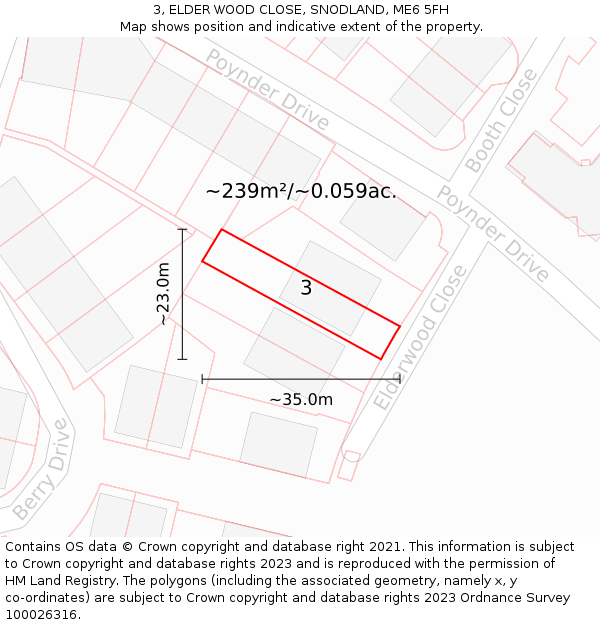 3, ELDER WOOD CLOSE, SNODLAND, ME6 5FH: Plot and title map