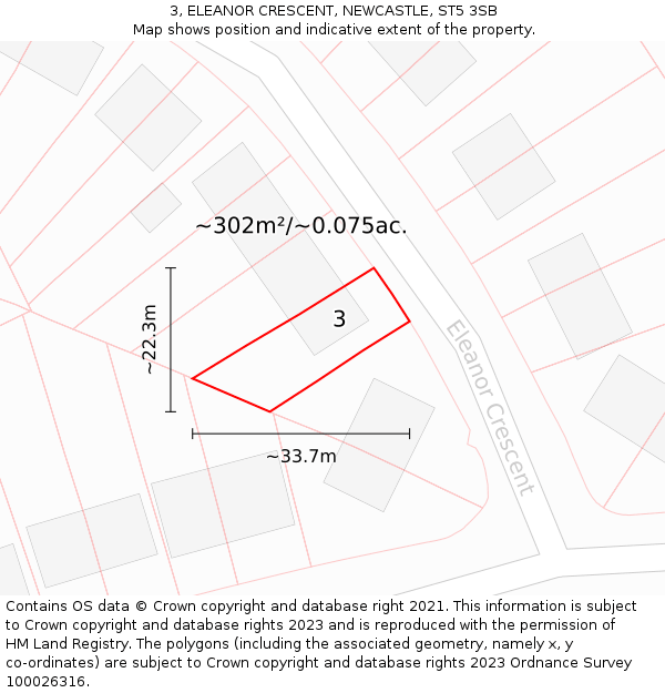 3, ELEANOR CRESCENT, NEWCASTLE, ST5 3SB: Plot and title map