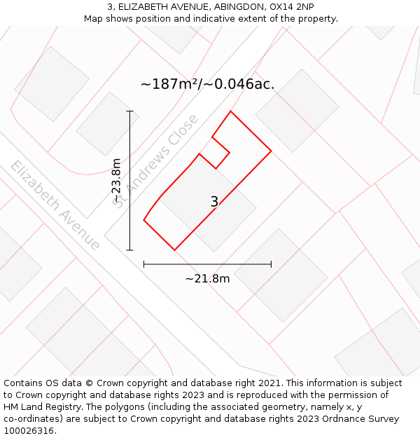3, ELIZABETH AVENUE, ABINGDON, OX14 2NP: Plot and title map