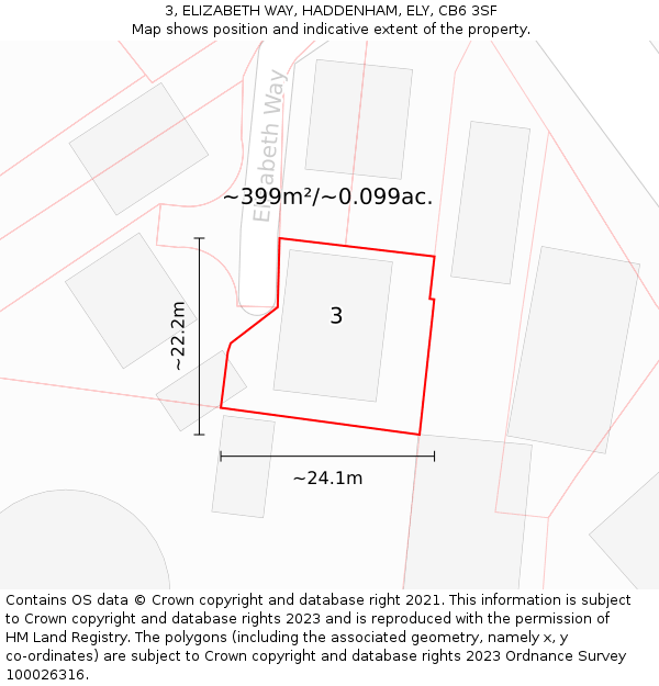 3, ELIZABETH WAY, HADDENHAM, ELY, CB6 3SF: Plot and title map