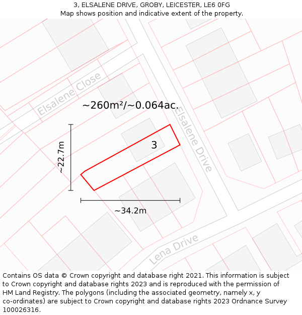 3, ELSALENE DRIVE, GROBY, LEICESTER, LE6 0FG: Plot and title map