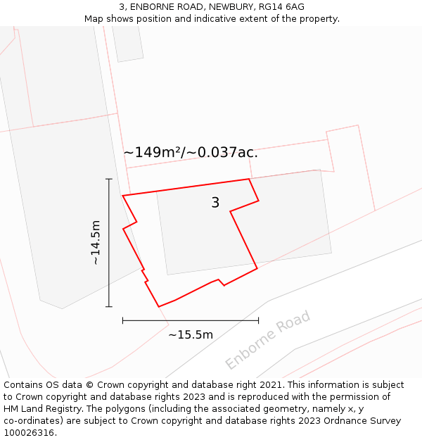 3, ENBORNE ROAD, NEWBURY, RG14 6AG: Plot and title map