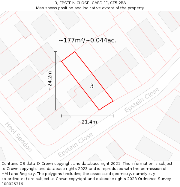 3, EPSTEIN CLOSE, CARDIFF, CF5 2RA: Plot and title map