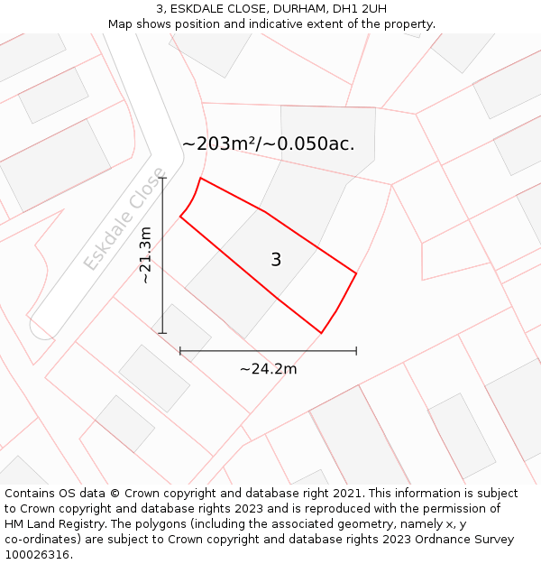 3, ESKDALE CLOSE, DURHAM, DH1 2UH: Plot and title map