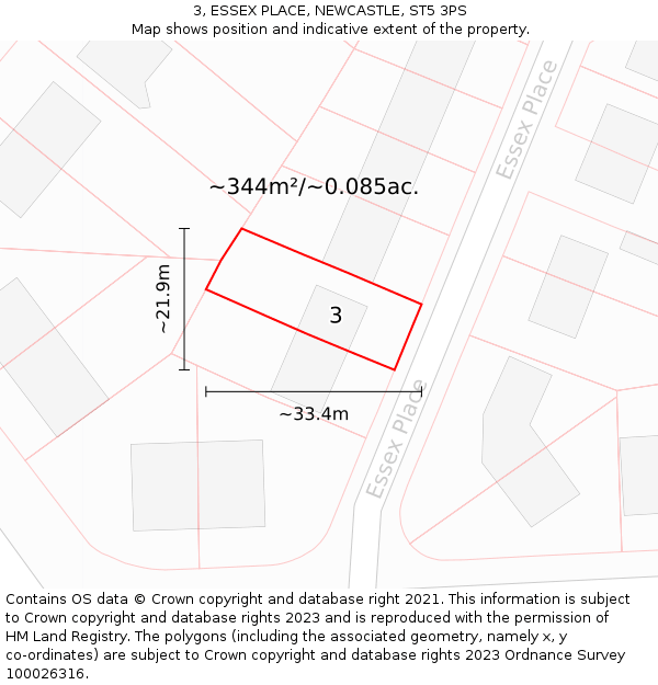 3, ESSEX PLACE, NEWCASTLE, ST5 3PS: Plot and title map