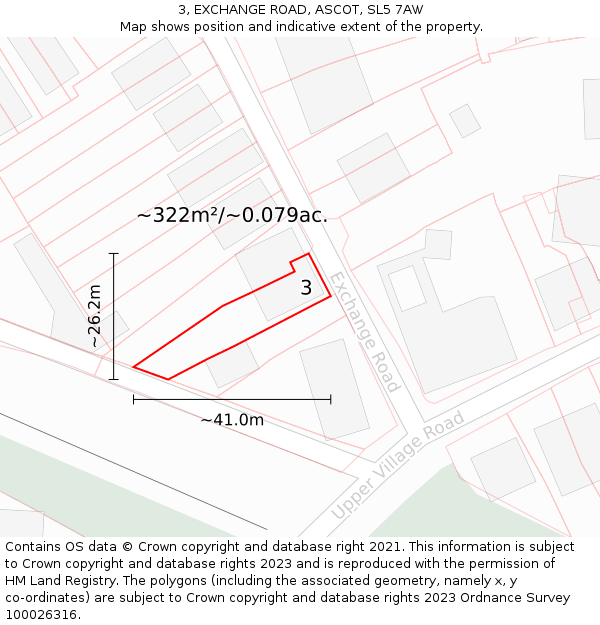 3, EXCHANGE ROAD, ASCOT, SL5 7AW: Plot and title map