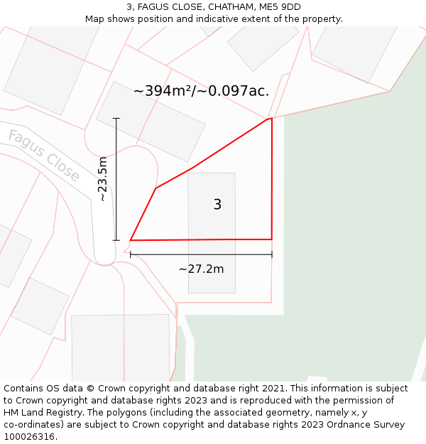 3, FAGUS CLOSE, CHATHAM, ME5 9DD: Plot and title map