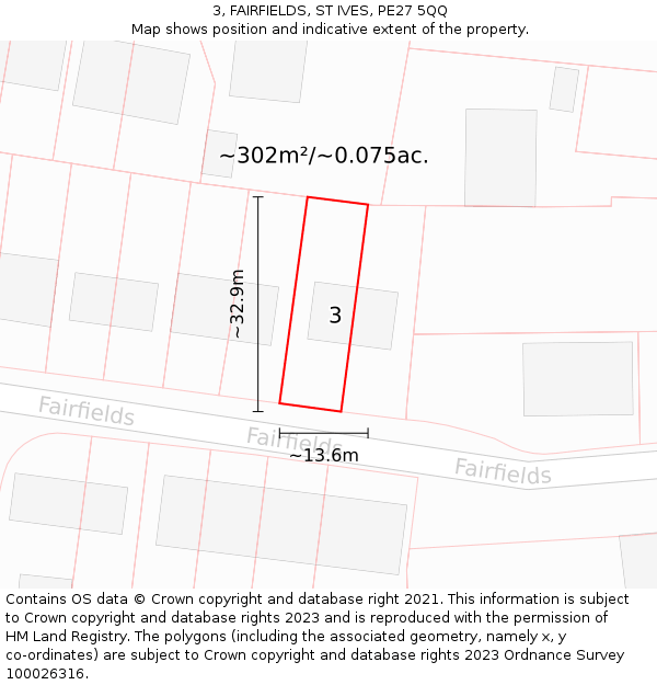 3, FAIRFIELDS, ST IVES, PE27 5QQ: Plot and title map