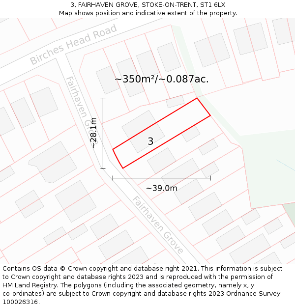3, FAIRHAVEN GROVE, STOKE-ON-TRENT, ST1 6LX: Plot and title map