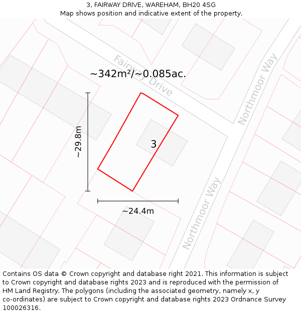 3, FAIRWAY DRIVE, WAREHAM, BH20 4SG: Plot and title map