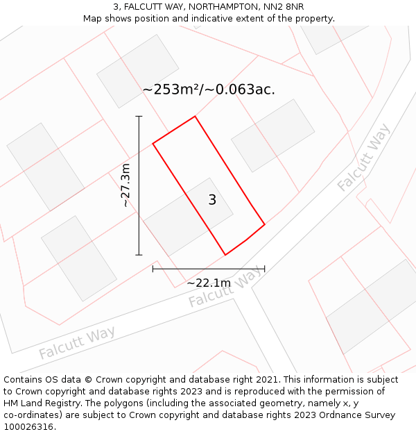 3, FALCUTT WAY, NORTHAMPTON, NN2 8NR: Plot and title map