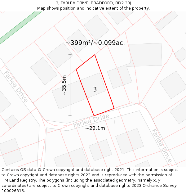3, FARLEA DRIVE, BRADFORD, BD2 3RJ: Plot and title map