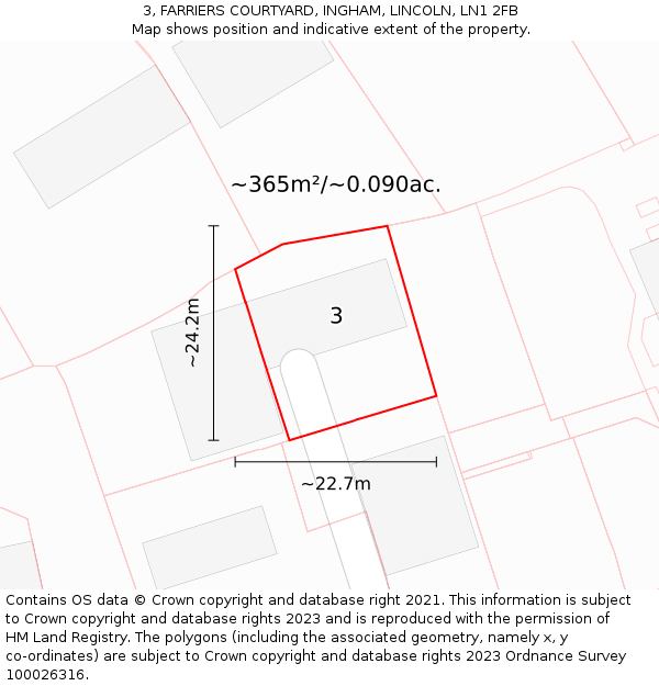 3, FARRIERS COURTYARD, INGHAM, LINCOLN, LN1 2FB: Plot and title map