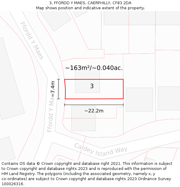 3, FFORDD Y MAES, CAERPHILLY, CF83 2DA: Plot and title map