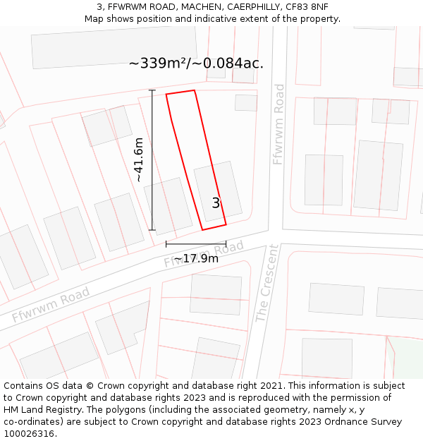 3, FFWRWM ROAD, MACHEN, CAERPHILLY, CF83 8NF: Plot and title map