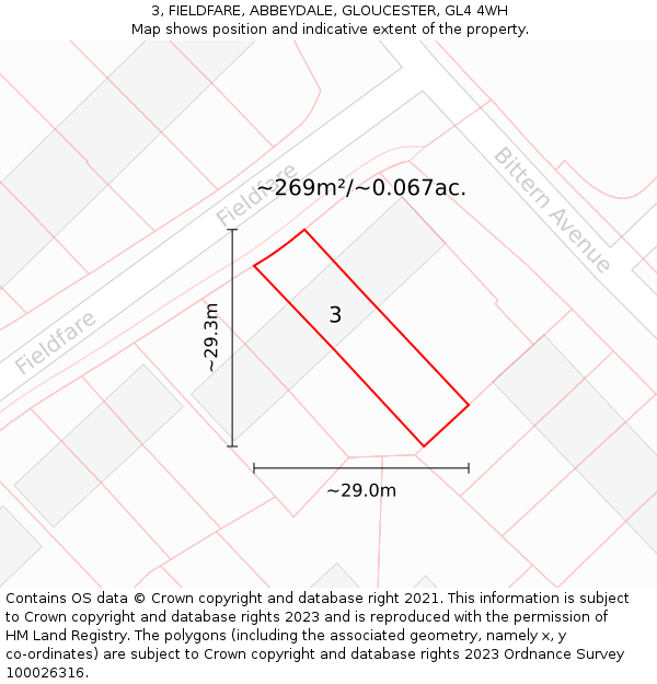 3, FIELDFARE, ABBEYDALE, GLOUCESTER, GL4 4WH: Plot and title map