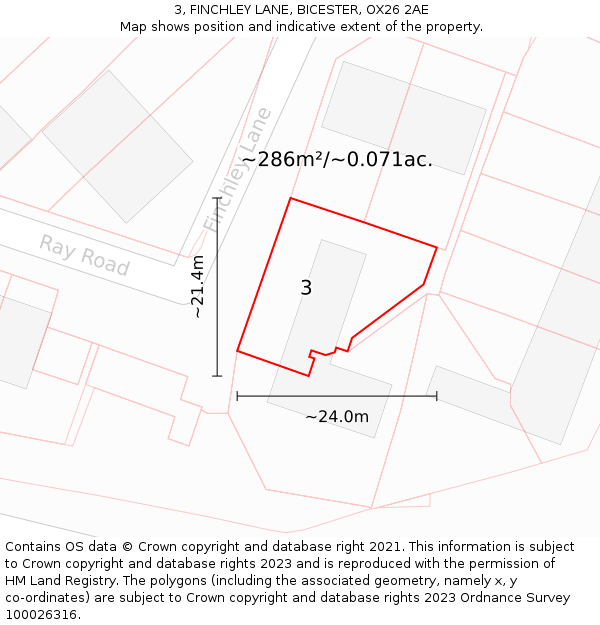 3, FINCHLEY LANE, BICESTER, OX26 2AE: Plot and title map