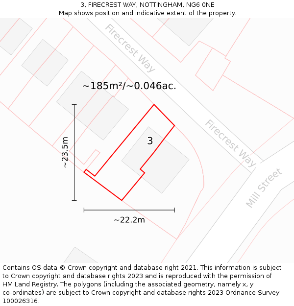 3, FIRECREST WAY, NOTTINGHAM, NG6 0NE: Plot and title map