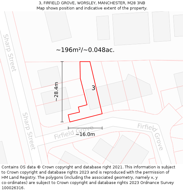 3, FIRFIELD GROVE, WORSLEY, MANCHESTER, M28 3NB: Plot and title map