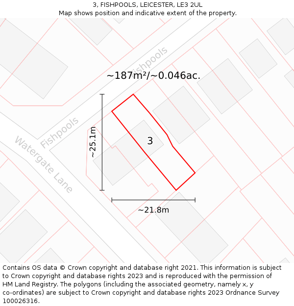 3, FISHPOOLS, LEICESTER, LE3 2UL: Plot and title map