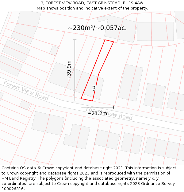 3, FOREST VIEW ROAD, EAST GRINSTEAD, RH19 4AW: Plot and title map