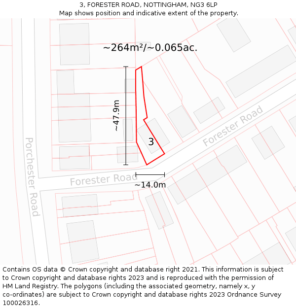 3, FORESTER ROAD, NOTTINGHAM, NG3 6LP: Plot and title map