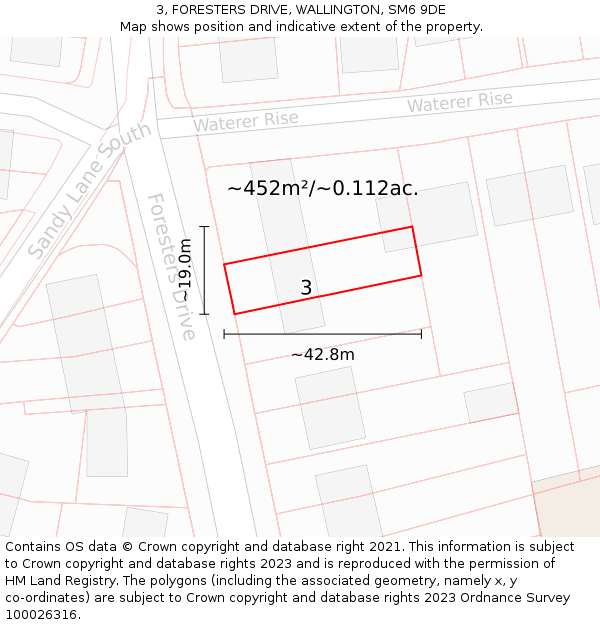 3, FORESTERS DRIVE, WALLINGTON, SM6 9DE: Plot and title map