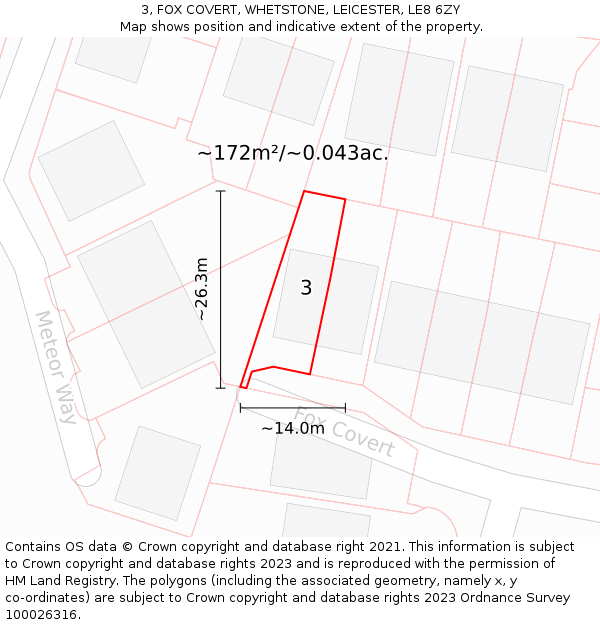 3, FOX COVERT, WHETSTONE, LEICESTER, LE8 6ZY: Plot and title map