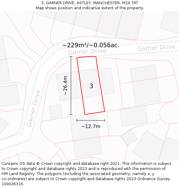 3, GARNER DRIVE, ASTLEY, MANCHESTER, M29 7RT: Plot and title map