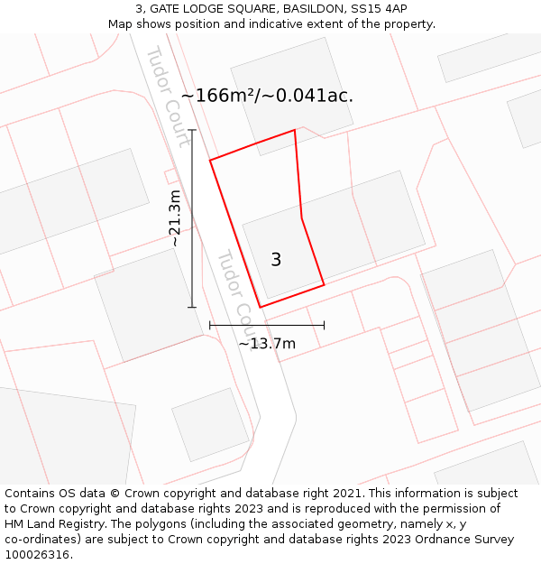 3, GATE LODGE SQUARE, BASILDON, SS15 4AP: Plot and title map