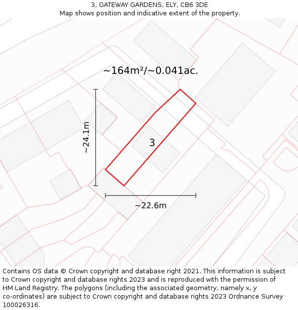 3, GATEWAY GARDENS, ELY, CB6 3DE: Plot and title map