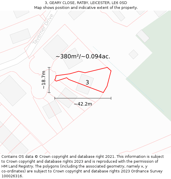 3, GEARY CLOSE, RATBY, LEICESTER, LE6 0SD: Plot and title map