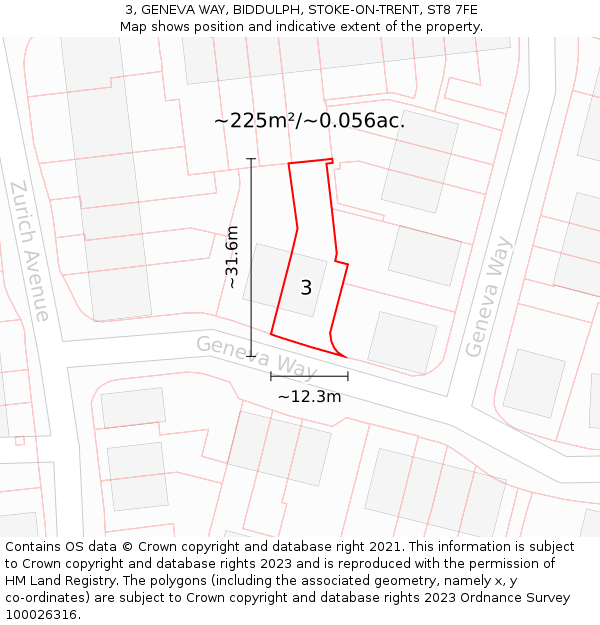 3, GENEVA WAY, BIDDULPH, STOKE-ON-TRENT, ST8 7FE: Plot and title map