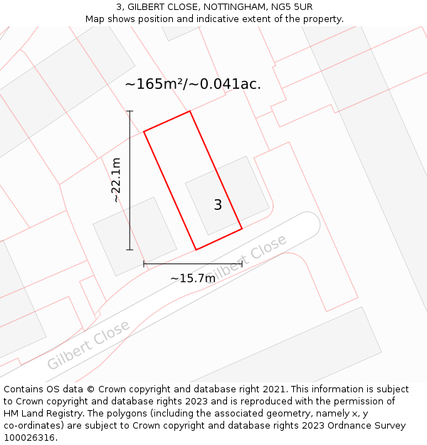 3, GILBERT CLOSE, NOTTINGHAM, NG5 5UR: Plot and title map