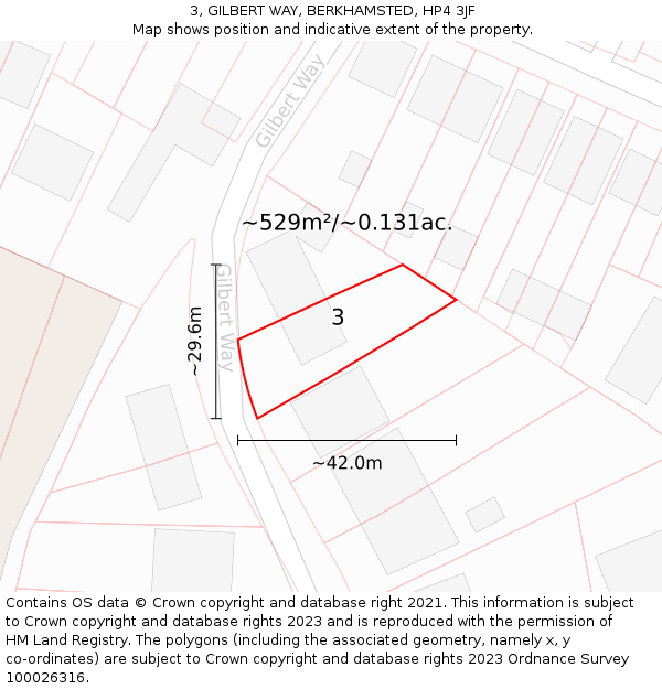 3, GILBERT WAY, BERKHAMSTED, HP4 3JF: Plot and title map