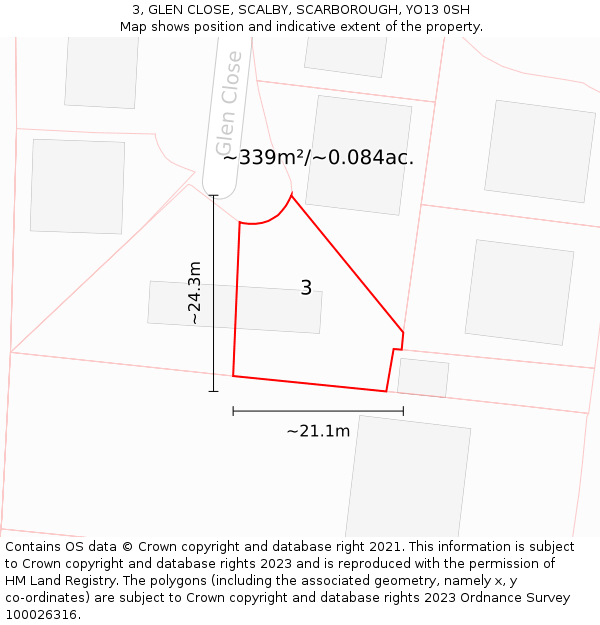 3, GLEN CLOSE, SCALBY, SCARBOROUGH, YO13 0SH: Plot and title map