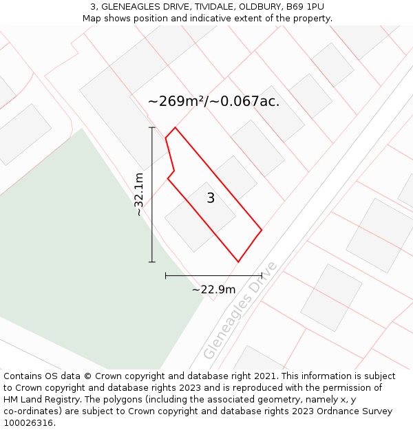 3, GLENEAGLES DRIVE, TIVIDALE, OLDBURY, B69 1PU: Plot and title map
