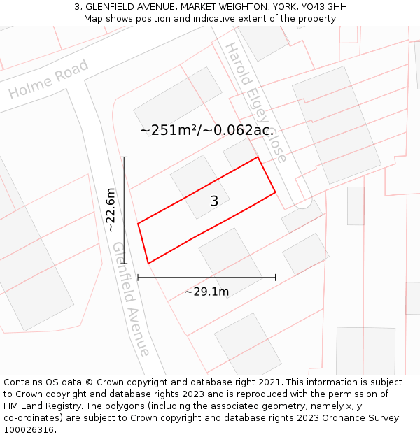 3, GLENFIELD AVENUE, MARKET WEIGHTON, YORK, YO43 3HH: Plot and title map