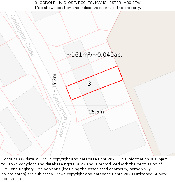 3, GODOLPHIN CLOSE, ECCLES, MANCHESTER, M30 9EW: Plot and title map