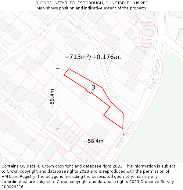 3, GOOD INTENT, EDLESBOROUGH, DUNSTABLE, LU6 2RD: Plot and title map