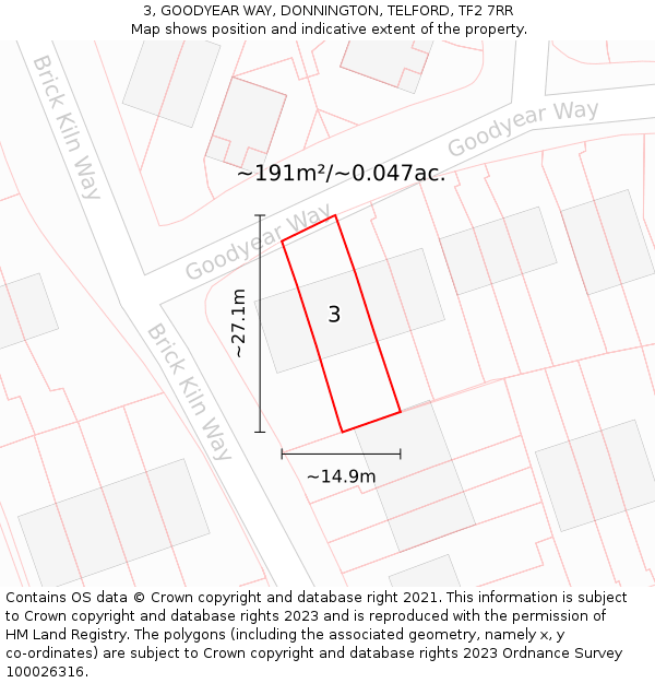 3, GOODYEAR WAY, DONNINGTON, TELFORD, TF2 7RR: Plot and title map