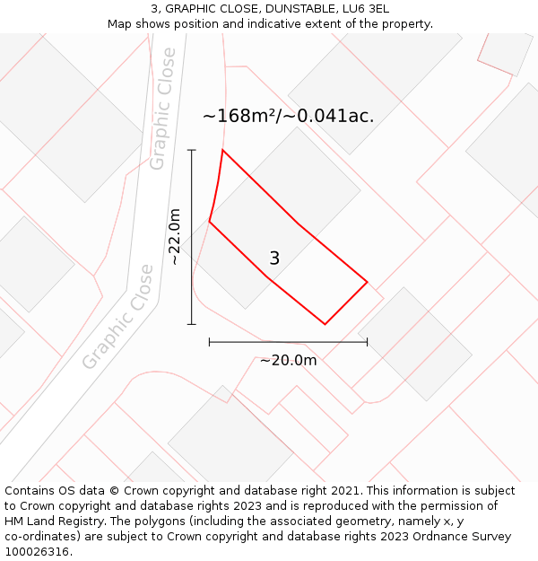 3, GRAPHIC CLOSE, DUNSTABLE, LU6 3EL: Plot and title map
