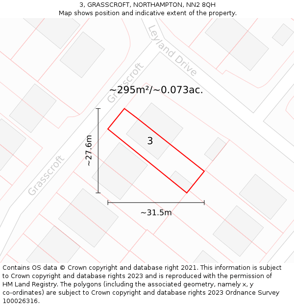 3, GRASSCROFT, NORTHAMPTON, NN2 8QH: Plot and title map