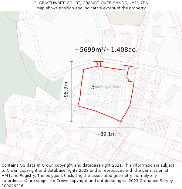 3, GRAYTHWAITE COURT, GRANGE-OVER-SANDS, LA11 7BN: Plot and title map