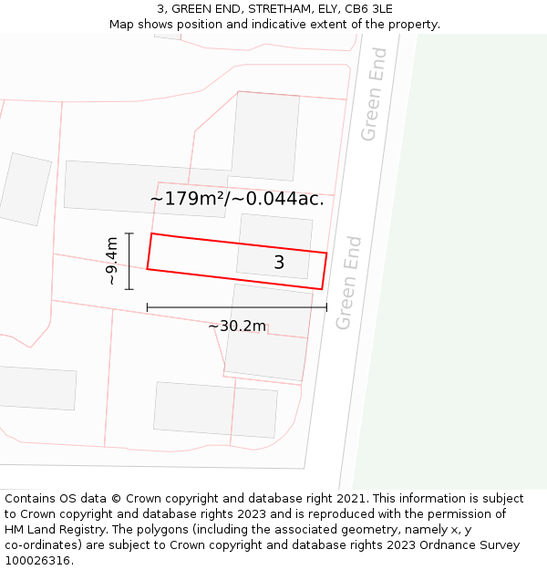 3, GREEN END, STRETHAM, ELY, CB6 3LE: Plot and title map