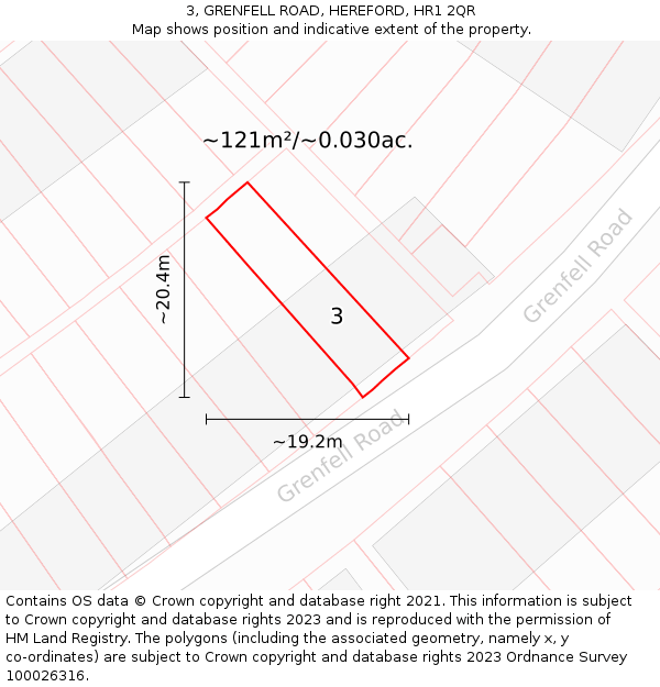 3, GRENFELL ROAD, HEREFORD, HR1 2QR: Plot and title map