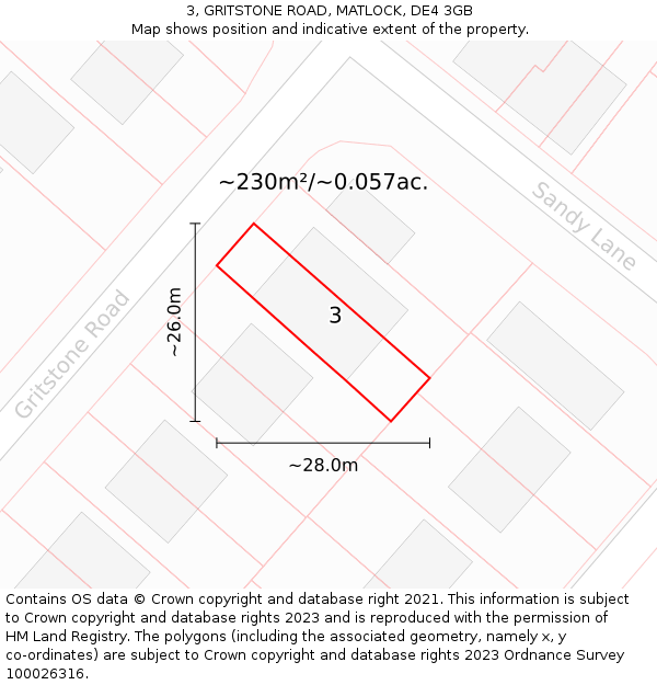 3, GRITSTONE ROAD, MATLOCK, DE4 3GB: Plot and title map