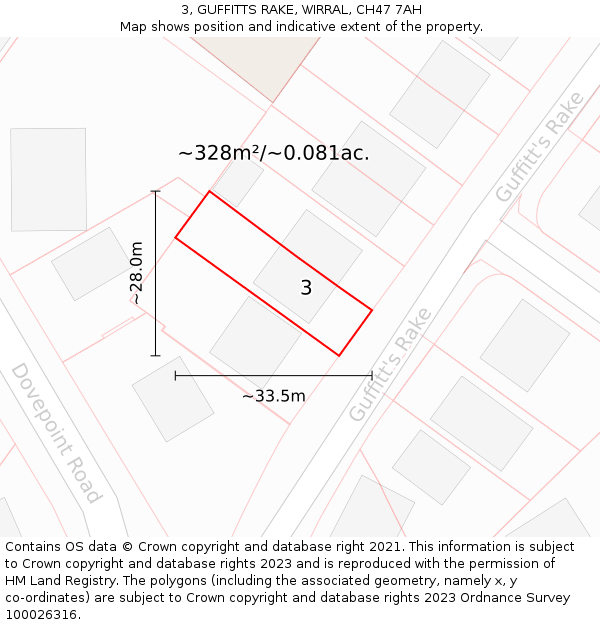 3, GUFFITTS RAKE, WIRRAL, CH47 7AH: Plot and title map